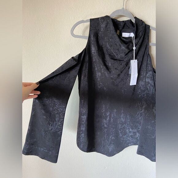 NWT Jonathan Simkhai Kinsley Blouse Black Top Size XS - Picture 11 of 12